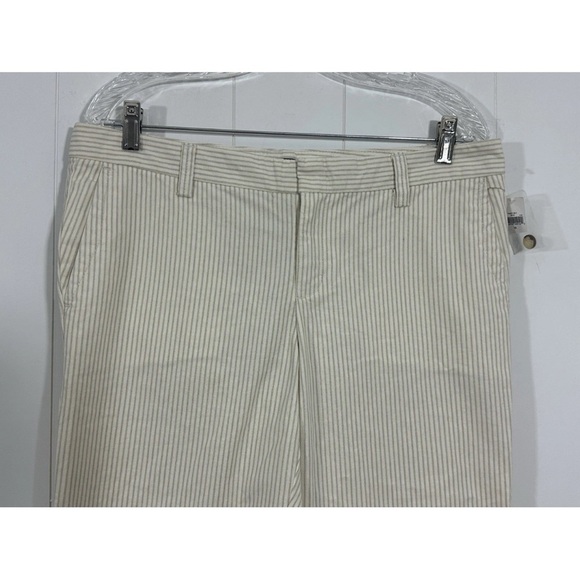 NEW Gap Women Sz 10 Beige Pants Capri Striped 100%Cotton Flat Front Wide - Picture 2 of 12